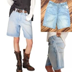 New Free People CRVY Back To Basics Light Blue Denim Shorts